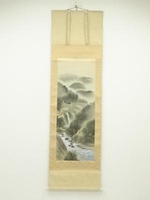 恵山筆　山水図　肉筆絹本掛軸